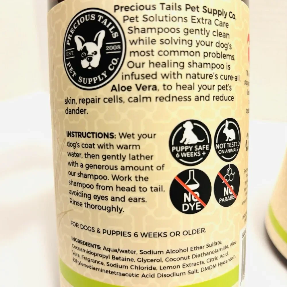 Precious Tails Pet Shampoo Skin Healing Repair Extra Care Reduce Dander Qty Of 2